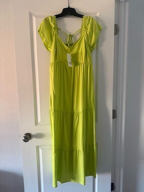 Isabel Maternity by Ingrid & Isabel Neon Lime Tiered Maxi Dress